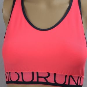 Under Armour Heat Gear (M) Peachy-Pink With Gray Trim Racer Back Sports Bra